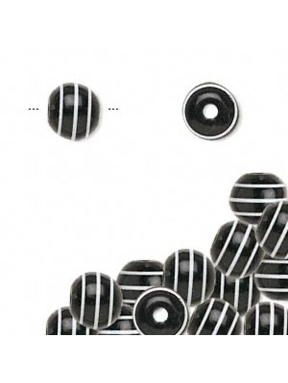 20 Black & White Funky Retro Striped Acrylic Beads 8mm
